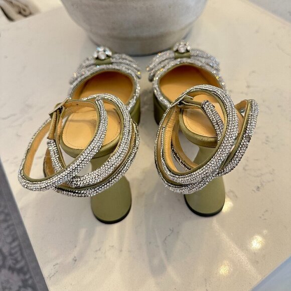 MACH & MACH Double Bow Satin Platform Pump in Pistachio Size 8US / 38EU - Picture 10 of 14